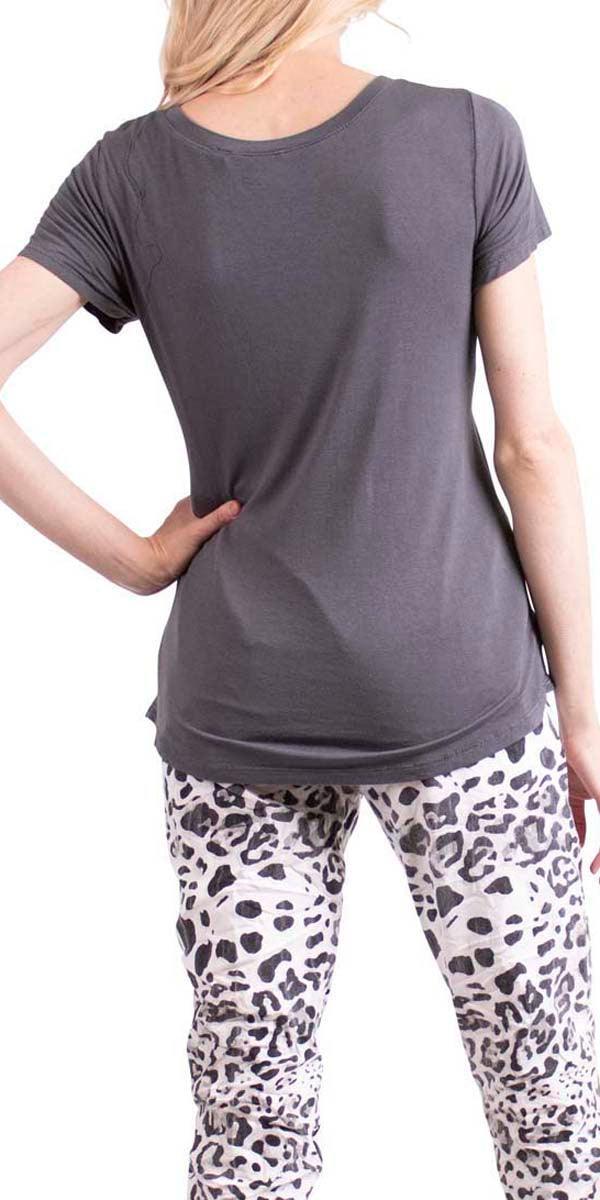Nola Satin Tee - Gigi Moda - Made in Italy # Cotton, elastane, Gigi Moda, Made in Italy, OS, satin, short sleeve, short sleeve top, Top, v-neck