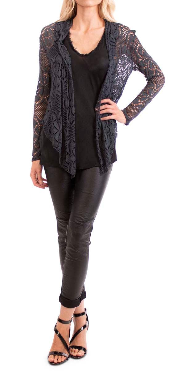 Clara Short Knit Cardigan - Gigi Moda - Made in Italy # 63067, Cardigan, clara cardigan, Design, Floral, Knit, Lace, Made in Italy, resort, resort wear, short cardigan, spring, Stretch, summer, Viscose