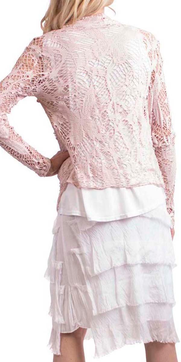 Clara Short Knit Cardigan - Gigi Moda - Made in Italy # 63067, Cardigan, clara cardigan, Design, Floral, Knit, Lace, Made in Italy, resort, resort wear, short cardigan, spring, Stretch, summer, Viscose