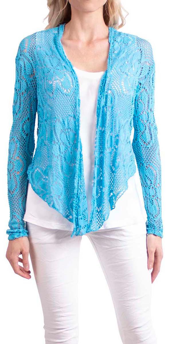Clara Short Knit Cardigan - Gigi Moda - Made in Italy # 63067, Cardigan, clara cardigan, Design, Floral, Knit, Lace, Made in Italy, resort, resort wear, short cardigan, spring, Stretch, summer, Viscose