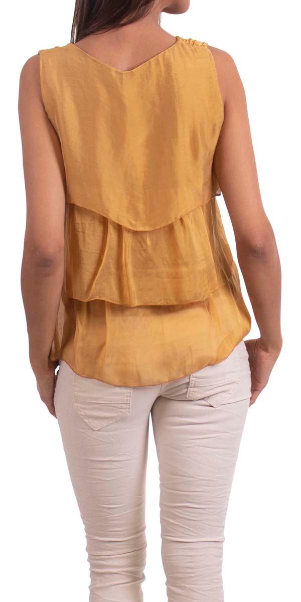 Brenta Tank - Gigi Moda - Made in Italy # basics, elastic, fashion tank top, fashion top, Gigi Moda, Italian Fashion, italian silk, italian top, layered, lose fitting, resort wear, Round Neck, ruffles, Scoop Neck, Silk, solid color, tank, Tank Top