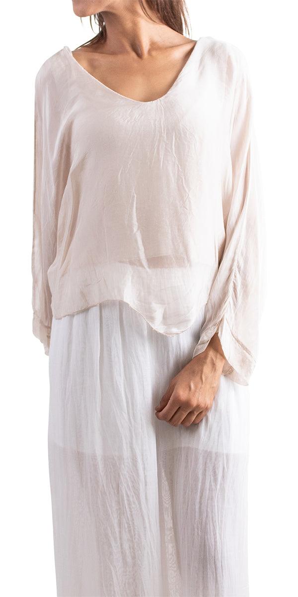 Isabetta Silk Crop Top - Gigi Moda - Made in Italy # italian clothing, made in italy, silk, silk blouse, womens clothing, womens tops