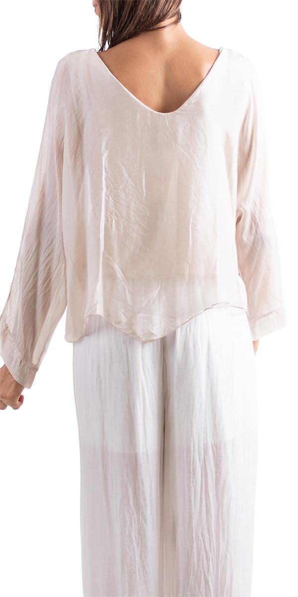 Isabetta Silk Crop Top - Gigi Moda - Made in Italy # italian clothing, made in italy, silk, silk blouse, womens clothing, womens tops