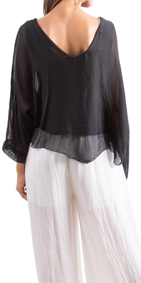 Isabetta Silk Crop Top - Gigi Moda - Made in Italy # italian clothing, made in italy, silk, silk blouse, womens clothing, womens tops