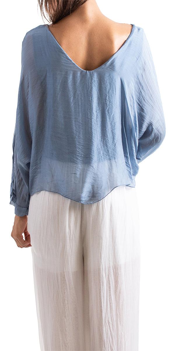 Isabetta Silk Crop Top - Gigi Moda - Made in Italy # italian clothing, made in italy, silk, silk blouse, womens clothing, womens tops