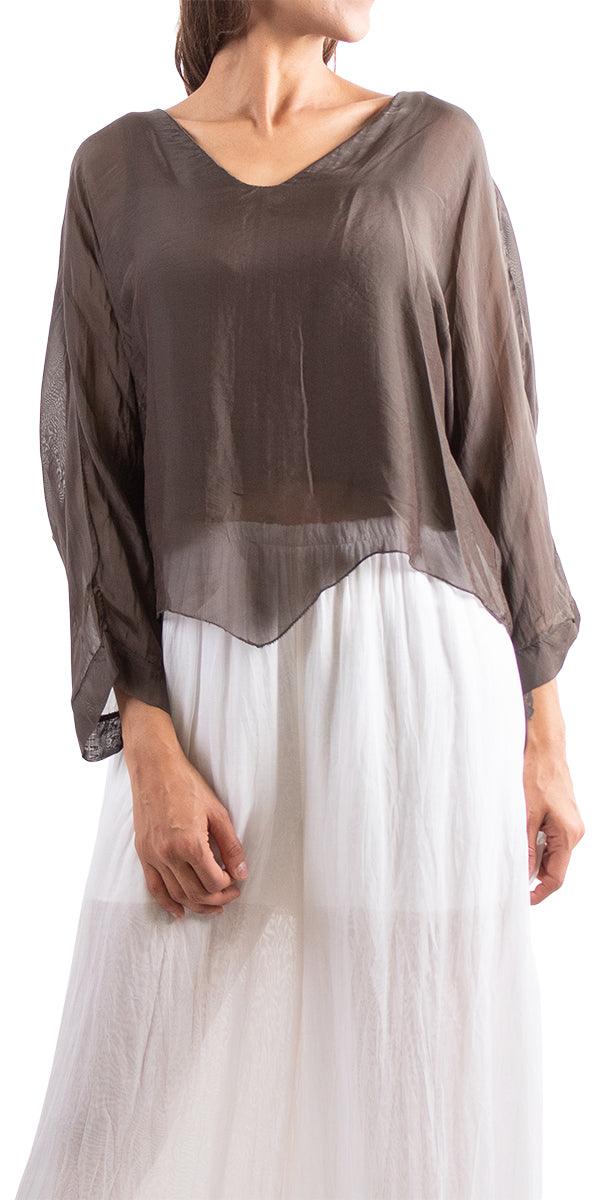 Isabetta Silk Crop Top - Gigi Moda - Made in Italy # italian clothing, made in italy, silk, silk blouse, womens clothing, womens tops