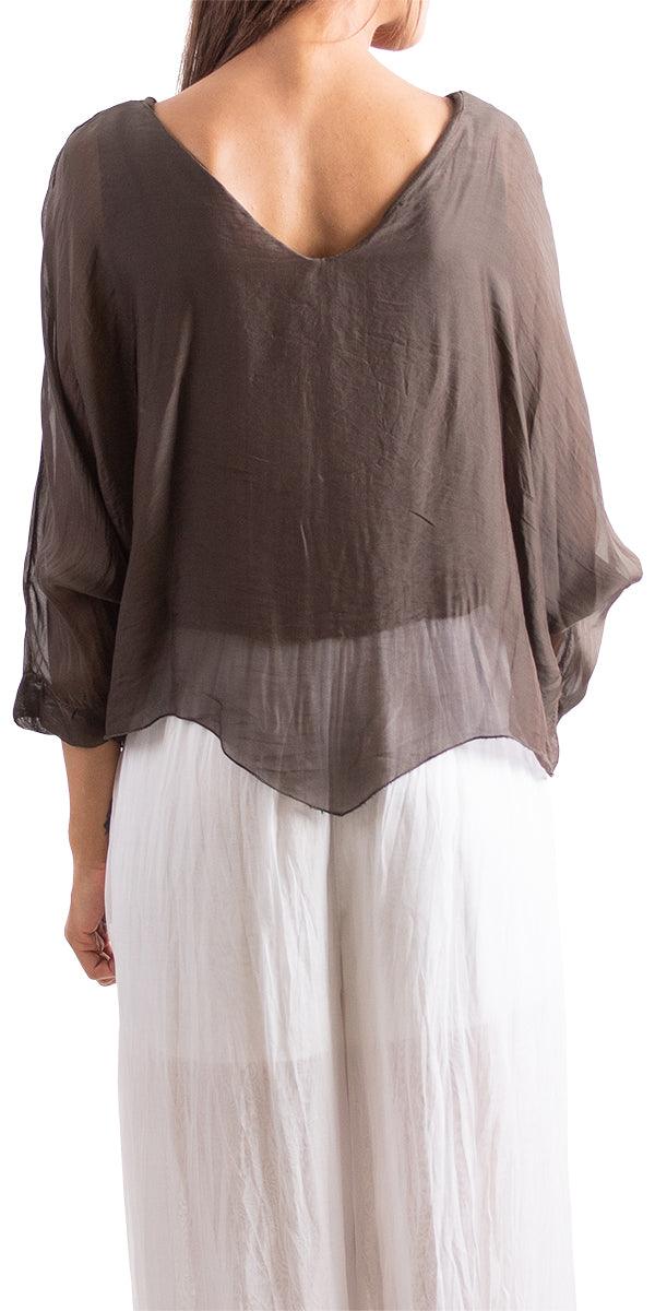 Isabetta Silk Crop Top - Gigi Moda - Made in Italy # italian clothing, made in italy, silk, silk blouse, womens clothing, womens tops