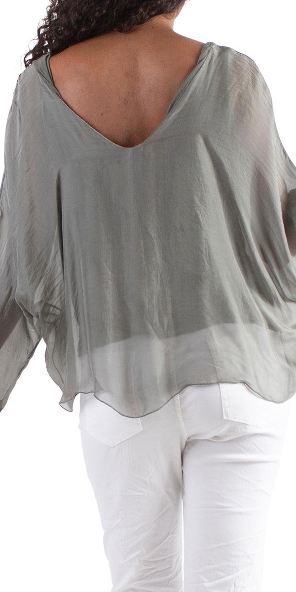 Isabetta Silk Crop Top - Gigi Moda - Made in Italy # italian clothing, made in italy, silk, silk blouse, womens clothing, womens tops