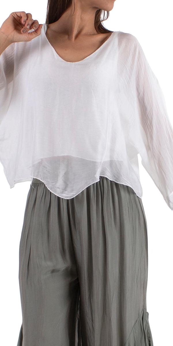 Isabetta Silk Crop Top - Gigi Moda - Made in Italy # italian clothing, made in italy, silk, silk blouse, womens clothing, womens tops