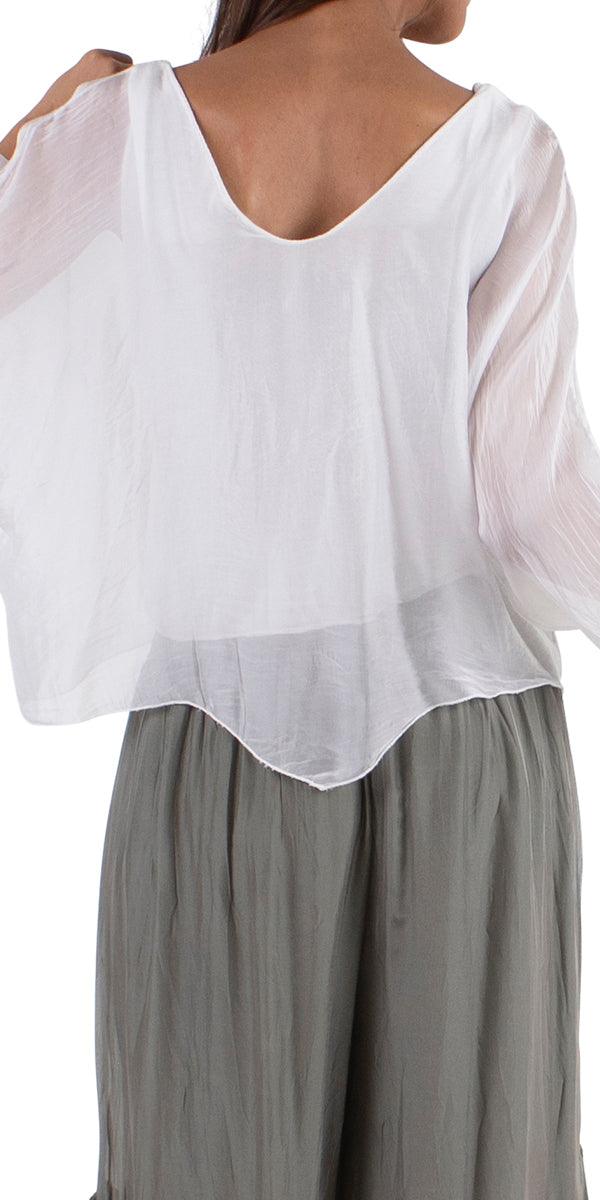 Isabetta Silk Crop Top - Gigi Moda - Made in Italy # italian clothing, made in italy, silk, silk blouse, womens clothing, womens tops