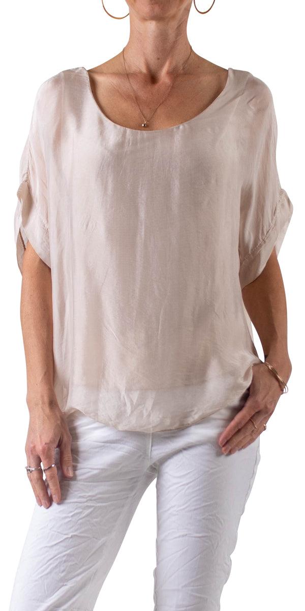 Monica Silk Kaftan - Gigi Moda - Made in Italy # blouse, comfy top, gigi moda, Italian Clothing, Kaftan, Made in Italy, one size, Round Neck, Silk, top, washable