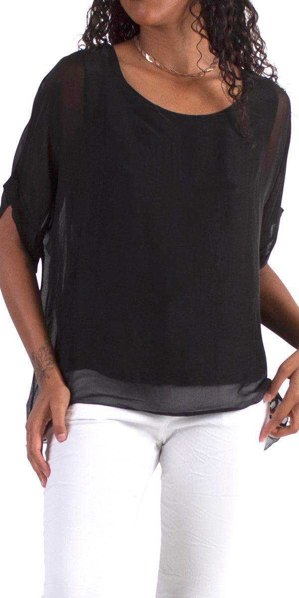 Monica Silk Kaftan - Gigi Moda - Made in Italy # blouse, comfy top, gigi moda, Italian Clothing, Kaftan, Made in Italy, one size, Round Neck, Silk, top, washable