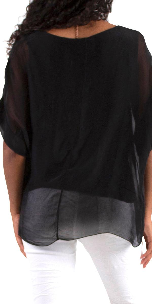 Monica Silk Kaftan - Gigi Moda - Made in Italy # blouse, comfy top, gigi moda, Italian Clothing, Kaftan, Made in Italy, one size, Round Neck, Silk, top, washable