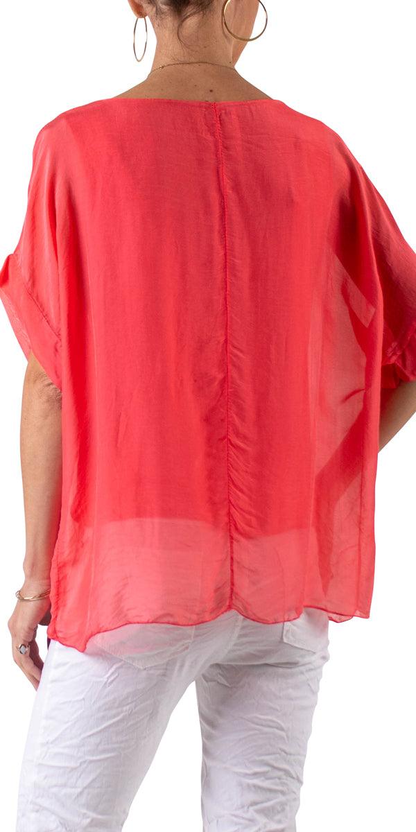 Monica Silk Kaftan - Gigi Moda - Made in Italy # blouse, comfy top, gigi moda, Italian Clothing, Kaftan, Made in Italy, one size, Round Neck, Silk, top, washable
