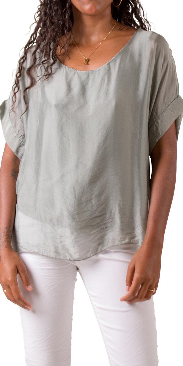 Monica Silk Kaftan - Gigi Moda - Made in Italy # blouse, comfy top, gigi moda, Italian Clothing, Kaftan, Made in Italy, one size, Round Neck, Silk, top, washable