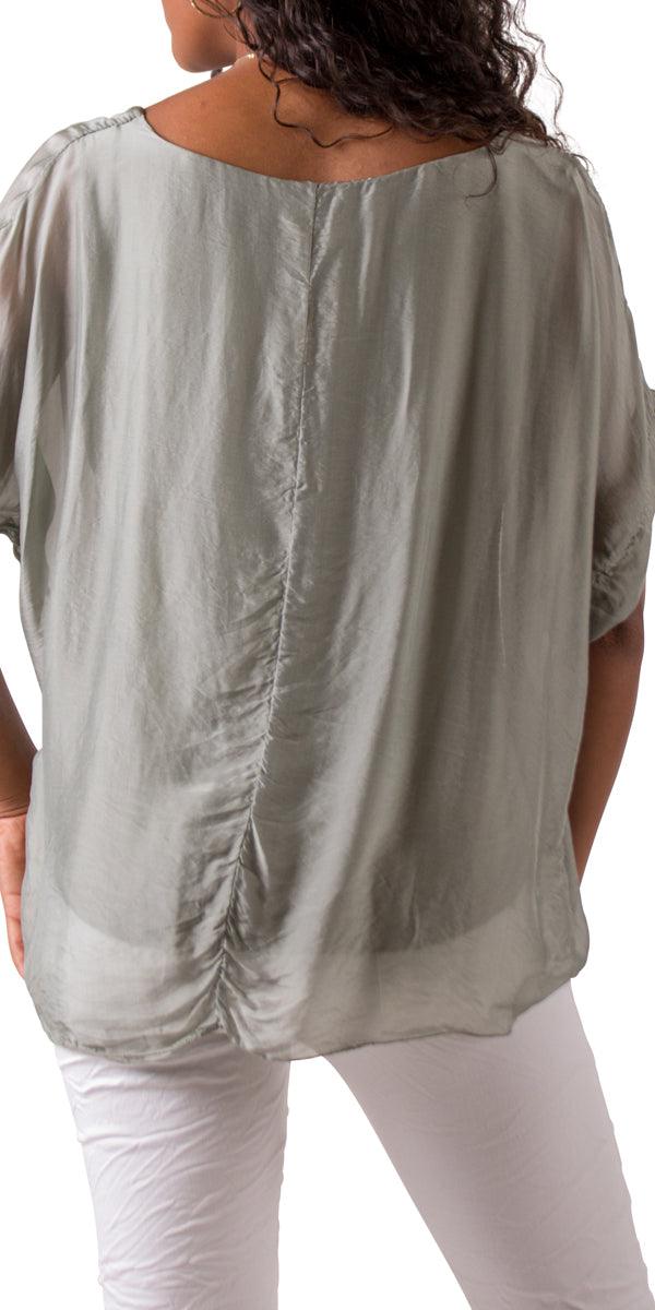 Monica Silk Kaftan - Gigi Moda - Made in Italy # blouse, comfy top, gigi moda, Italian Clothing, Kaftan, Made in Italy, one size, Round Neck, Silk, top, washable