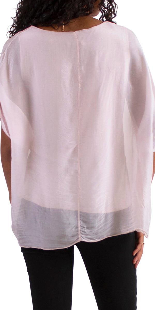 Monica Silk Kaftan - Gigi Moda - Made in Italy # blouse, comfy top, gigi moda, Italian Clothing, Kaftan, Made in Italy, one size, Round Neck, Silk, top, washable