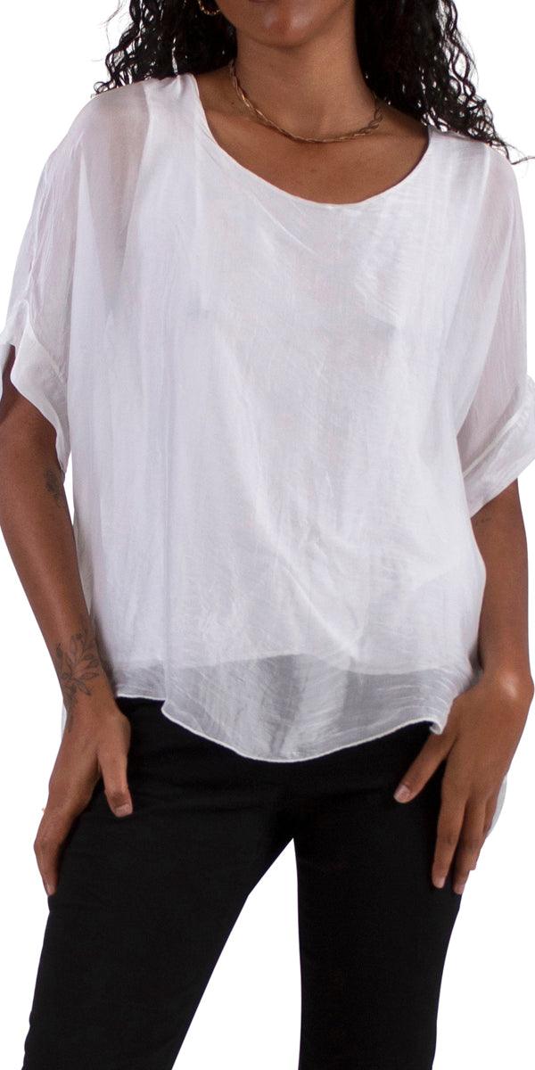 Monica Silk Kaftan - Gigi Moda - Made in Italy # blouse, comfy top, gigi moda, Italian Clothing, Kaftan, Made in Italy, one size, Round Neck, Silk, top, washable