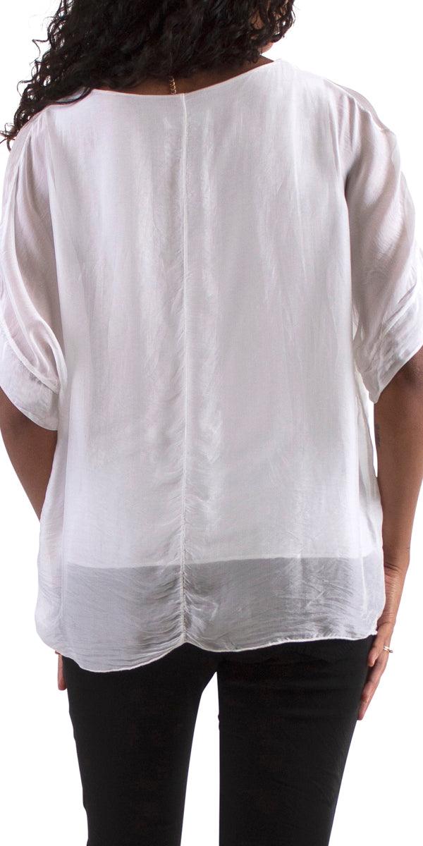 Monica Silk Kaftan - Gigi Moda - Made in Italy # blouse, comfy top, gigi moda, Italian Clothing, Kaftan, Made in Italy, one size, Round Neck, Silk, top, washable