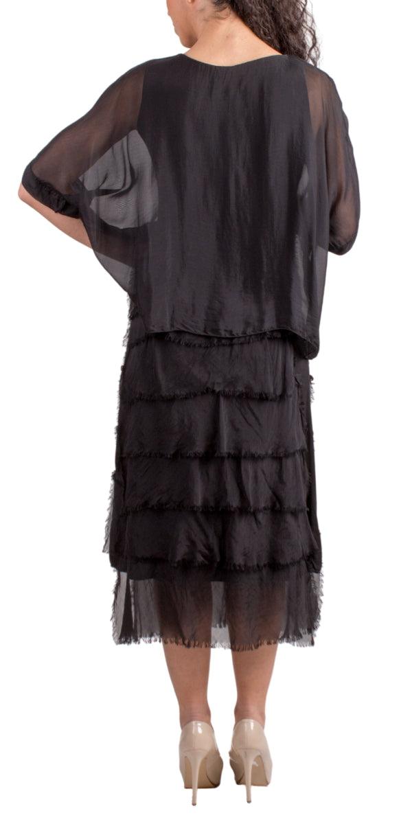 Siena Scoop Neck Maxi Dress - Gigi Moda - Made in Italy # Dress, Gigi Moda, Made in Italy, Maxi Dress, one size, OS, ruffles, Scoop Neck, short sleeve, short sleeve dress, Silk