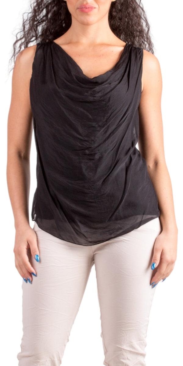 Maggia Silk Tank - Gigi Moda - Made in Italy # Blouse, Cowl Neck, italian blouse, italian tank top, italian top, Made in Italy, OS, resort wear, Silk, silk blouse, silk tank, Sleeveless, sleeveless top, Tank Top, Top