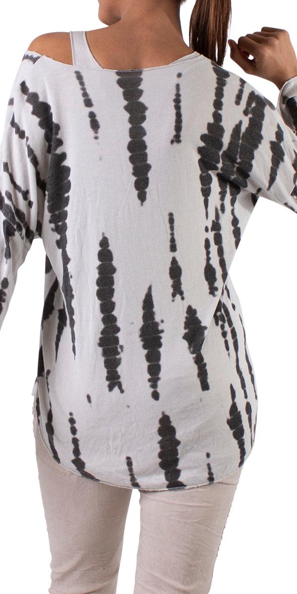 Vittoria Stripe Tie-Dye Sweater - Gigi Moda - Made in Italy # comforatable fit, comfortable, comfortable fit, comfy, comfy top, Gigi Moda, italian top, Made in Italy, one size, Tie Dye, Top, viscose