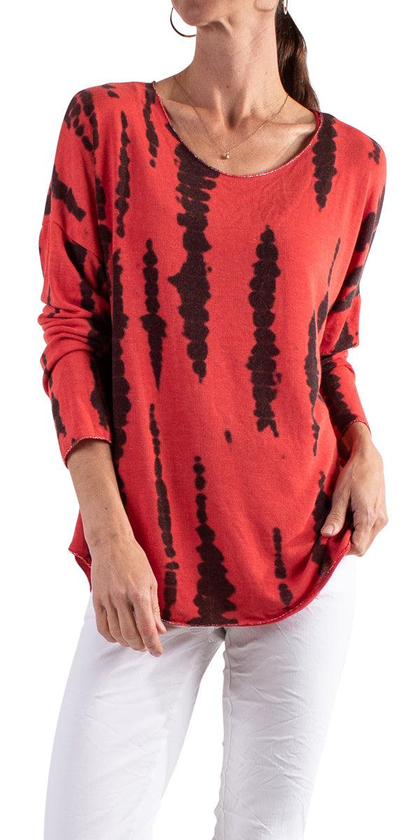 Vittoria Stripe Tie-Dye Sweater - Gigi Moda - Made in Italy # comforatable fit, comfortable, comfortable fit, comfy, comfy top, Gigi Moda, italian top, Made in Italy, one size, Tie Dye, Top, viscose