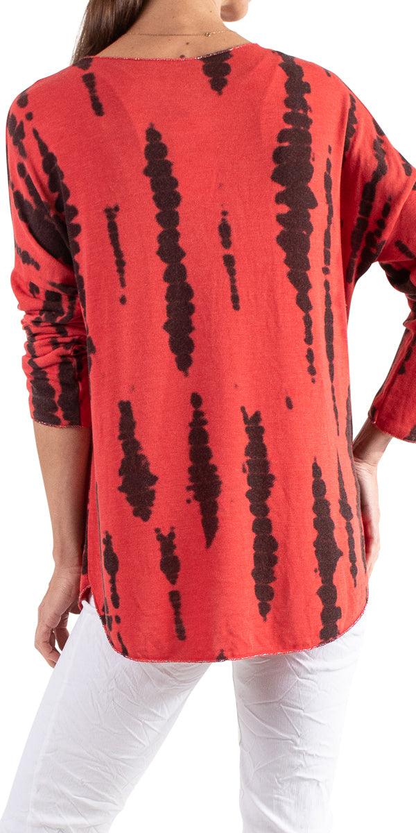 Vittoria Stripe Tie-Dye Sweater - Gigi Moda - Made in Italy # comforatable fit, comfortable, comfortable fit, comfy, comfy top, Gigi Moda, italian top, Made in Italy, one size, Tie Dye, Top, viscose