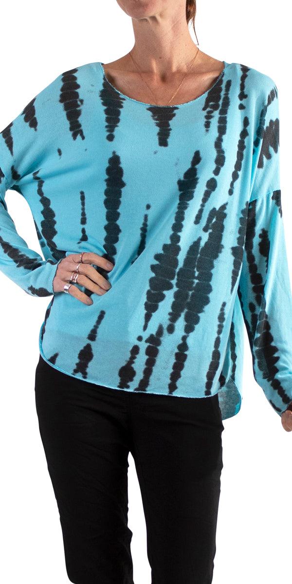 Vittoria Stripe Tie-Dye Sweater - Gigi Moda - Made in Italy # comforatable fit, comfortable, comfortable fit, comfy, comfy top, Gigi Moda, italian top, Made in Italy, one size, Tie Dye, Top, viscose
