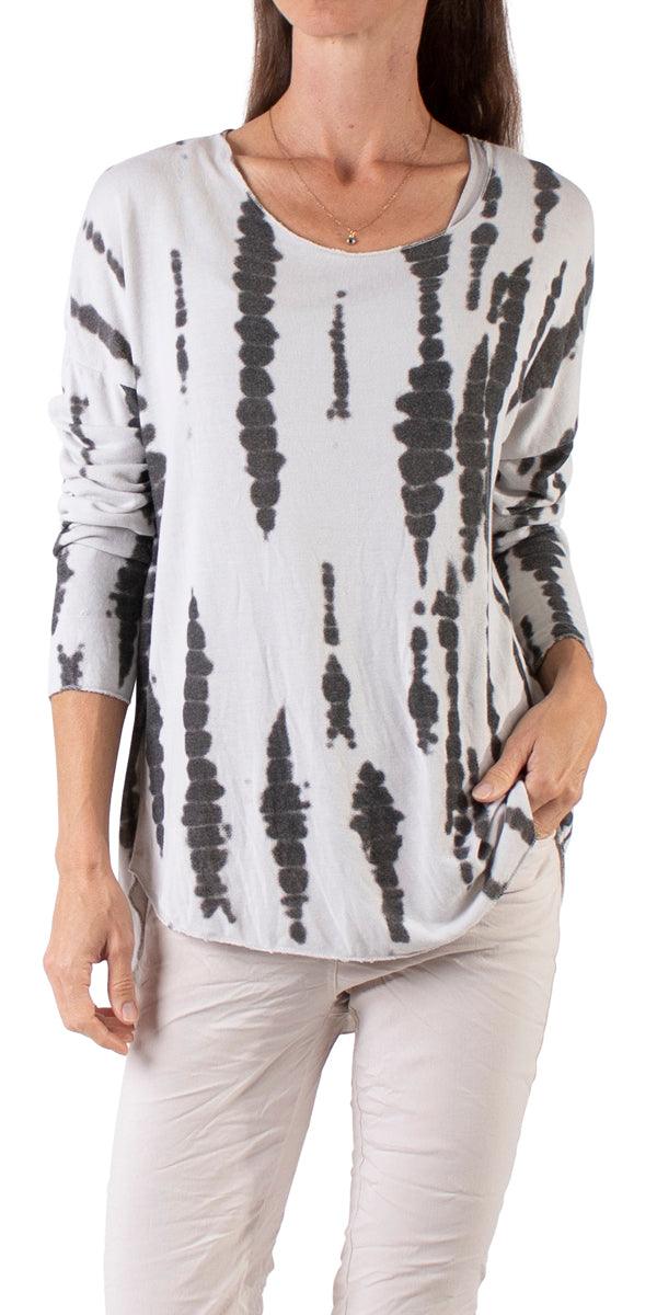 Vittoria Stripe Tie-Dye Sweater - Gigi Moda - Made in Italy # comforatable fit, comfortable, comfortable fit, comfy, comfy top, Gigi Moda, italian top, Made in Italy, one size, Tie Dye, Top, viscose