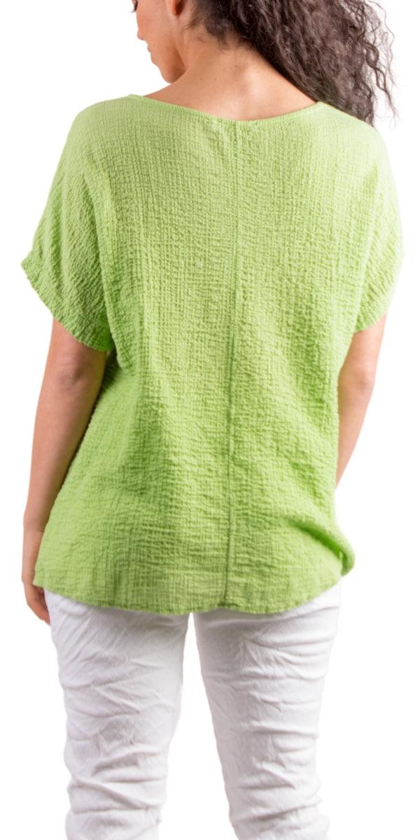 Campana Cotton Top - Gigi Moda - Made in Italy # Cap Sleeve, Cotton, gauze, Gigi Moda, Made in Italy, one size, shirt, spring, summer, Top, V-Neck, v-neck tee, v-neck top, waffle, waffle cotton