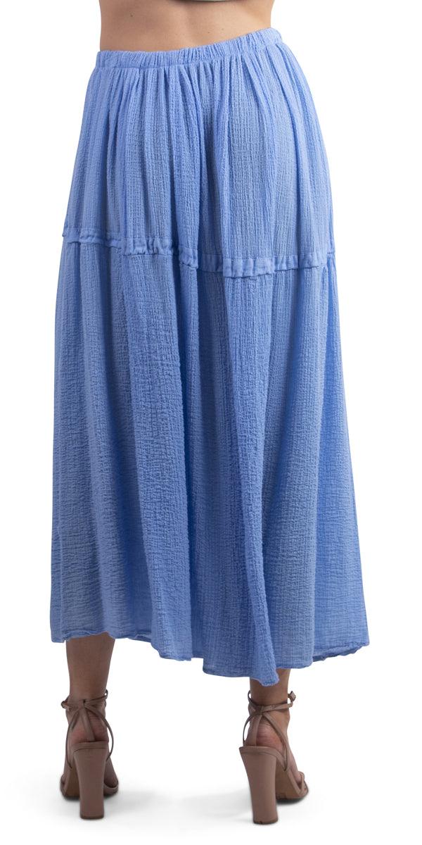 Isabella Skirt - Gigi Moda - Made in Italy # 6885, beach, beach clothing, blue, Cotton, cover up, cream, gigi moda, Made in Italy, Maxi, resort, resort wear, skirt, swimsuit cover up, white