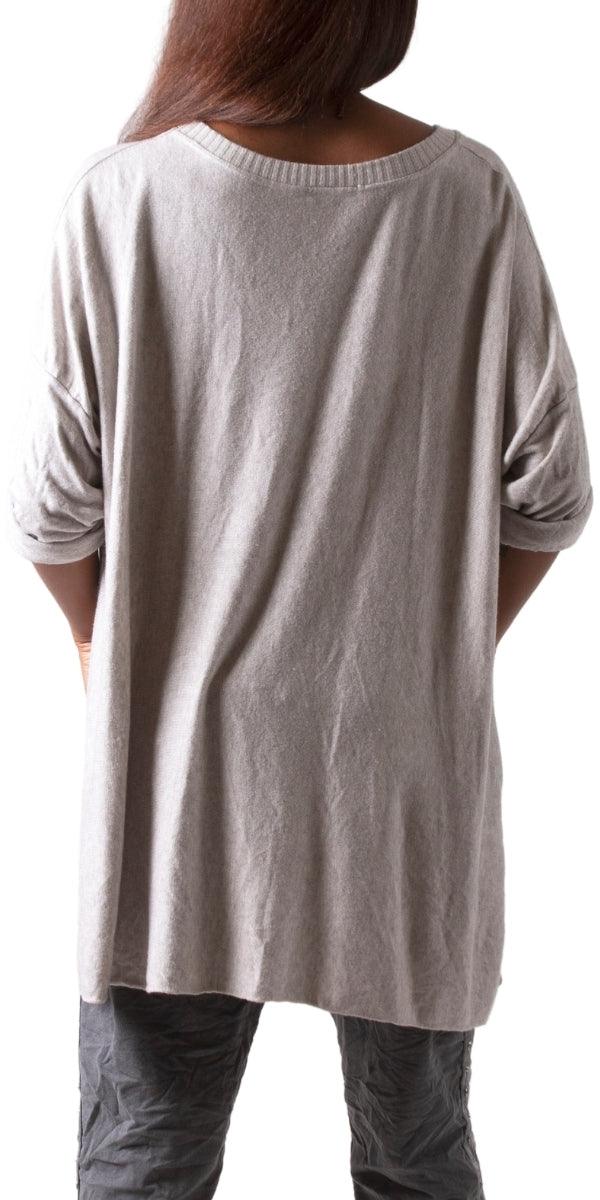 Costanza Top - Gigi Moda - Made in Italy # Gigi Moda, high low, knit sweater, Long Sleeve, Made in Italy, Round Neck, Sweater, Top