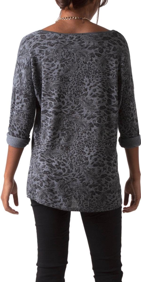 Mista Top - Gigi Moda - Made in Italy # Blouse, comforatable fit, Gigi Moda, gigi moda. made in italy, Italian Sweater, Leopard Print, Long Sleeve, long sleeves, made in italy, Scoop Neck, shop gigi moda, Tops, womans clothing