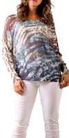 Emy Batwing Sweater with Animal Print