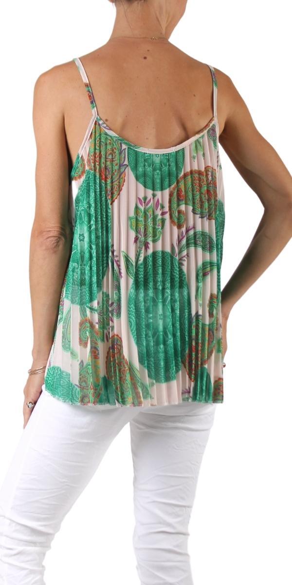 Edie Tank - Gigi Moda - Made in Italy # comfortable, comfy top, Gigi Moda, italian tank top, Made in Italy, OS, paisley print, pleated, resort wear, SPRING TOP, tank, Tank Top, viscose
