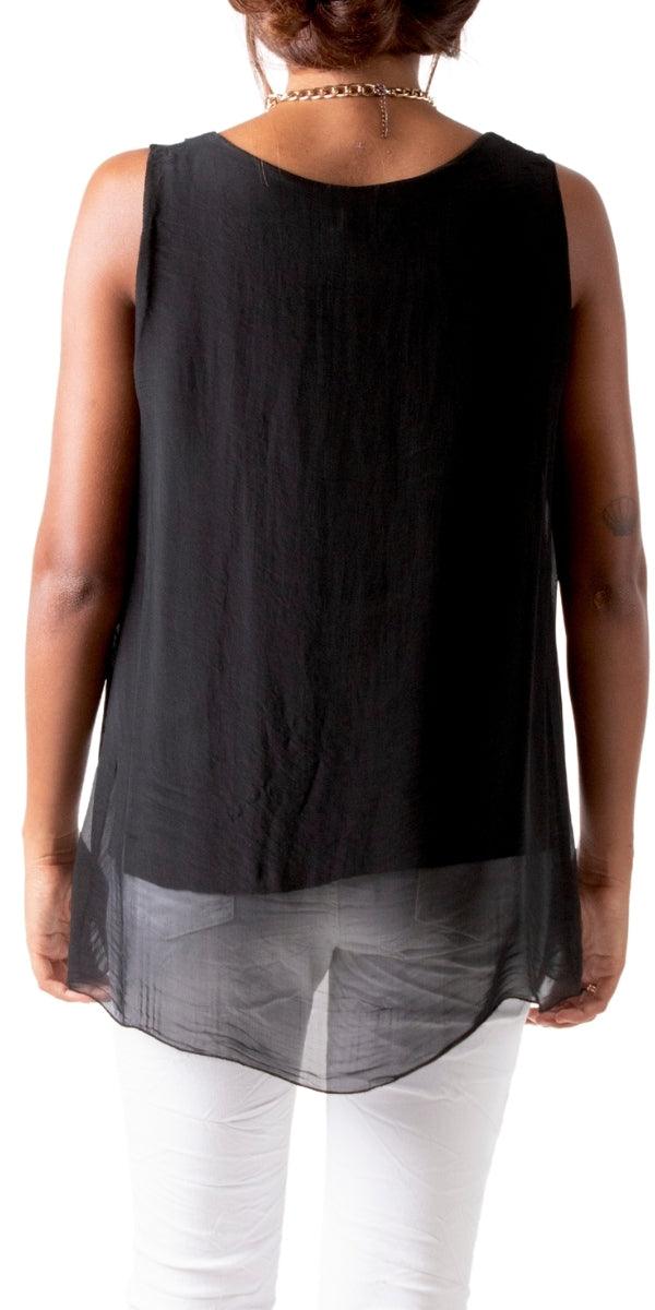 Fernanda Silk Top - Gigi Moda - Made in Italy # 100% Silk, Blouse, italian blouse, italian tank top, italian top, Made in Italy, OS, resort wear, Silk, silk blouse, silk tank, Sleeveless, sleeveless top, Tank Top, Top