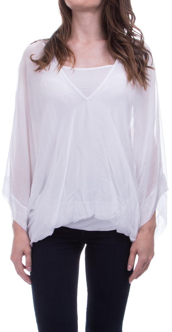 Verona Top - Gigi Moda - Made in Italy # Blouse, Gigi Moda, Made in Italy, OS, Silk, Top, V Neck