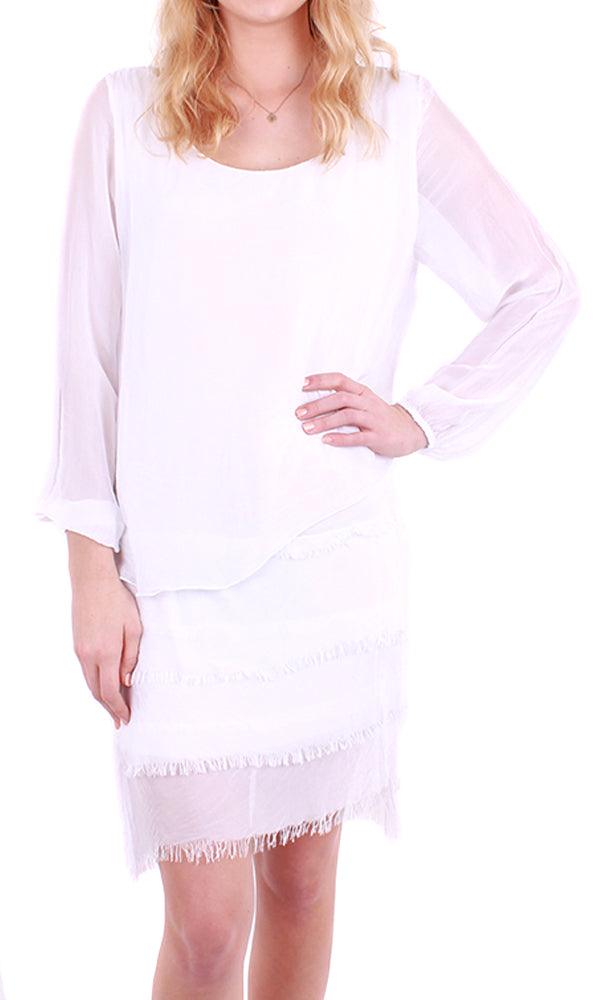 Bellezza Dress - Gigi Moda - Made in Italy # Dress, Gigi Moda, Layers, Long Sleeve, Made in Italy, OS, Silk