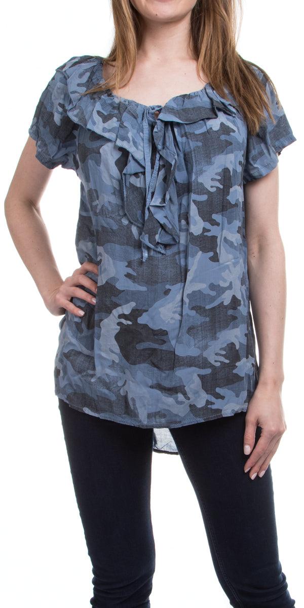 Alba Camo Top - Gigi Moda - Made in Italy # Blouse, Camo, Gigi Moda, Made in Italy, OS, Top