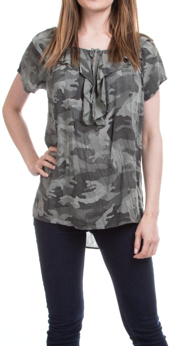 Alba Camo Top - Gigi Moda - Made in Italy # Blouse, Camo, Gigi Moda, Made in Italy, OS, Top