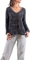 Alana Long Sleeve V-Neck Camo Sweater