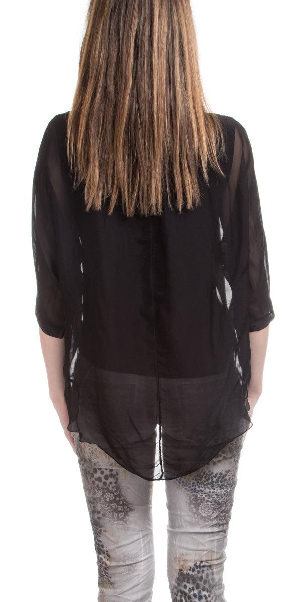 Carmelina Silk Kaftan - Gigi Moda - Made in Italy # 100% silk, BLACK, Burgundy, california boutique, carlsbad, Frayed Edge, free shipping, Gigi Moda, gray, hot pink, italian blouse, Italian Clothing, italian fashion, italian outfit, italian silk, Kaftan, lime, made in Italy, navy, olive, online shopping, pink, raw edge, white