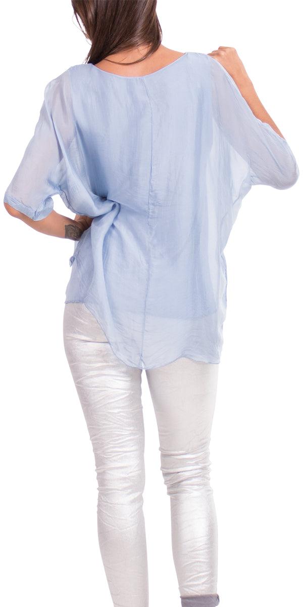 Carmelina Silk Kaftan - Gigi Moda - Made in Italy # 100% silk, BLACK, Burgundy, california boutique, carlsbad, Frayed Edge, free shipping, Gigi Moda, gray, hot pink, italian blouse, Italian Clothing, italian fashion, italian outfit, italian silk, Kaftan, lime, made in Italy, navy, olive, online shopping, pink, raw edge, white