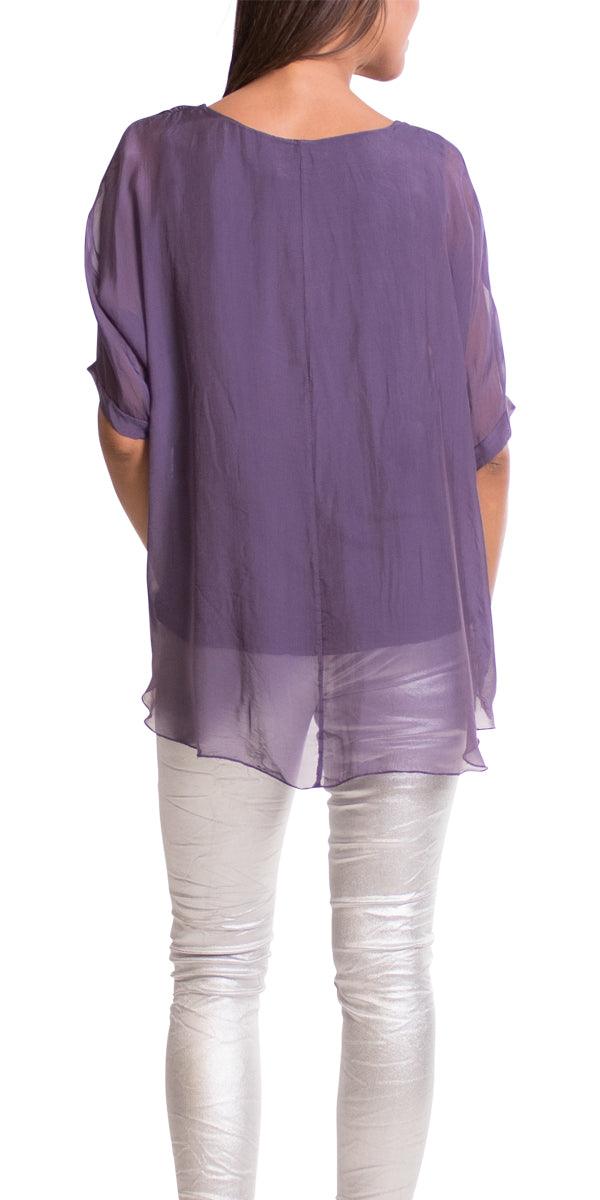 Carmelina Silk Kaftan - Gigi Moda - Made in Italy # 100% silk, BLACK, Burgundy, california boutique, carlsbad, Frayed Edge, free shipping, Gigi Moda, gray, hot pink, italian blouse, Italian Clothing, italian fashion, italian outfit, italian silk, Kaftan, lime, made in Italy, navy, olive, online shopping, pink, raw edge, white