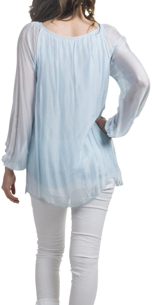 Dalia Blouse - Gigi Moda - Made in Italy # Blouse, Crochet, Embroidery, Gigi Moda, Made in Italy, OS, Silk, Top
