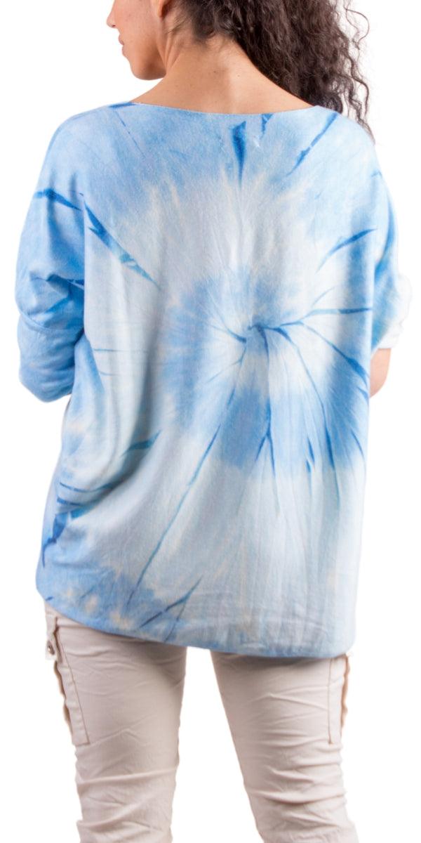 Pippa Tie Dye Shirt - Gigi Moda - Made in Italy # Gigi Moda, italian top, Long Sleeve, Made in Italy, resort wear, Round Neck, shirt, spring, SPRING TOP, summer, Tie Dye, Top