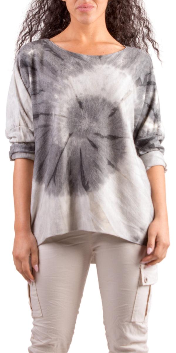 Pippa Tie Dye Shirt - Gigi Moda - Made in Italy # Gigi Moda, italian top, Long Sleeve, Made in Italy, resort wear, Round Neck, shirt, spring, SPRING TOP, summer, Tie Dye, Top