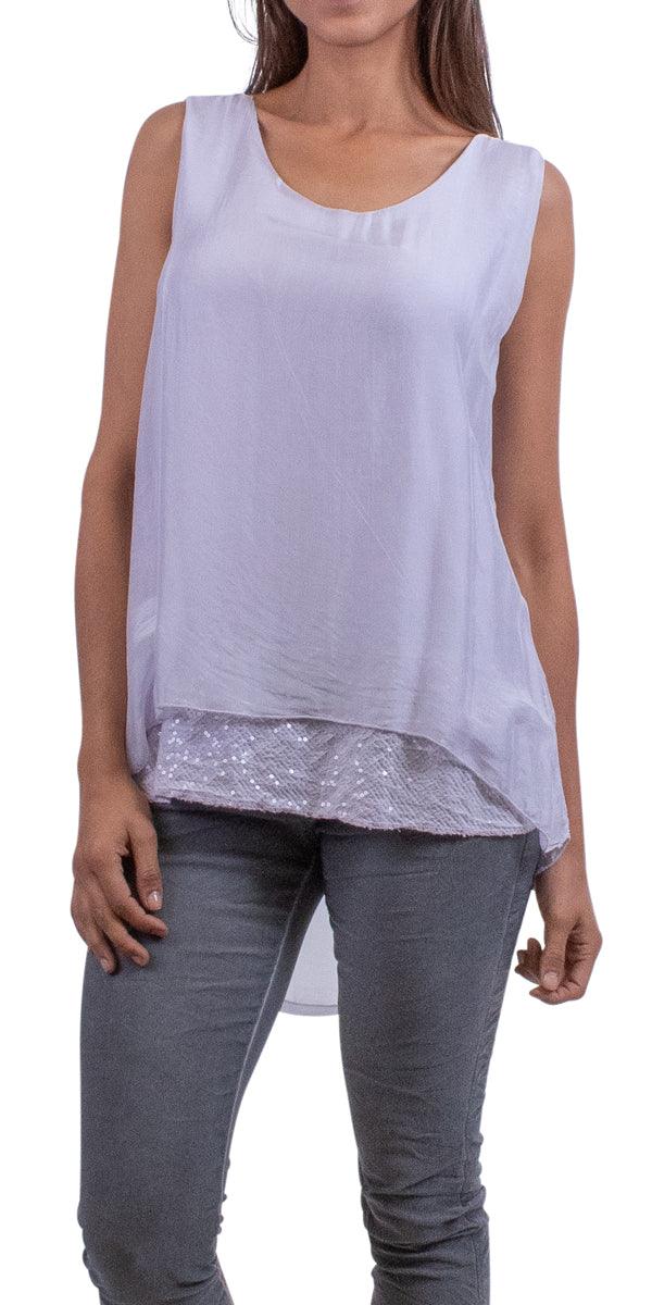 Tara Top - Gigi Moda - Made in Italy # Blouse, Gigi Moda, italian top, Made in Italy, OS, resort wear, Silk, Sleeveless, spring, summer, Top, viscose, washable