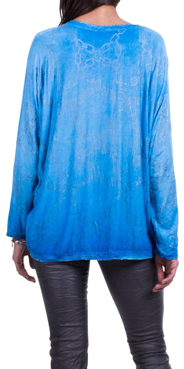 Francesca Top - Gigi Moda - Made in Italy # Blouse, chain print, Gigi Moda, hand wash, Made in Italy, one size, OS, Sleeves, Top, washable